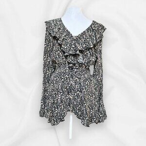 SO Goods For Life Floral Print Ruffle Bell Sleeve Blouse Cottage Whimsy Boho - L